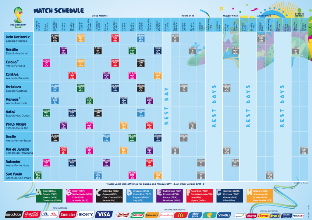 world cup calander